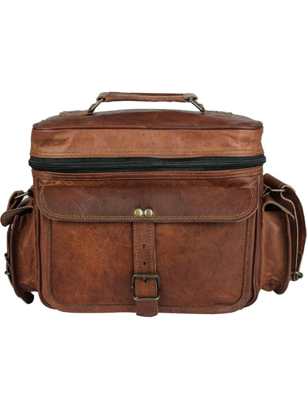 Vintage Leather Messenger Bag - DSLR Shoulder Satchel for Travel & Photography